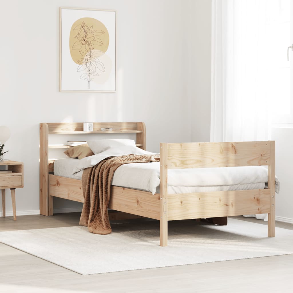 Cadre De Lit Sans Matelas Cire Marron 135X190Cm Bois Pin Massif