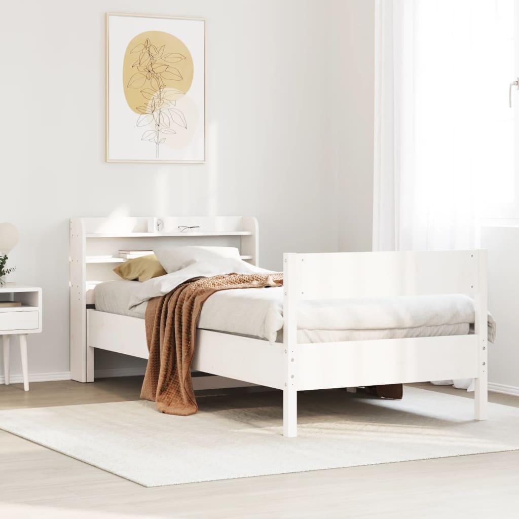 Cadre De Lit Sans Matelas Cire Marron 135X190Cm Bois Pin Massif