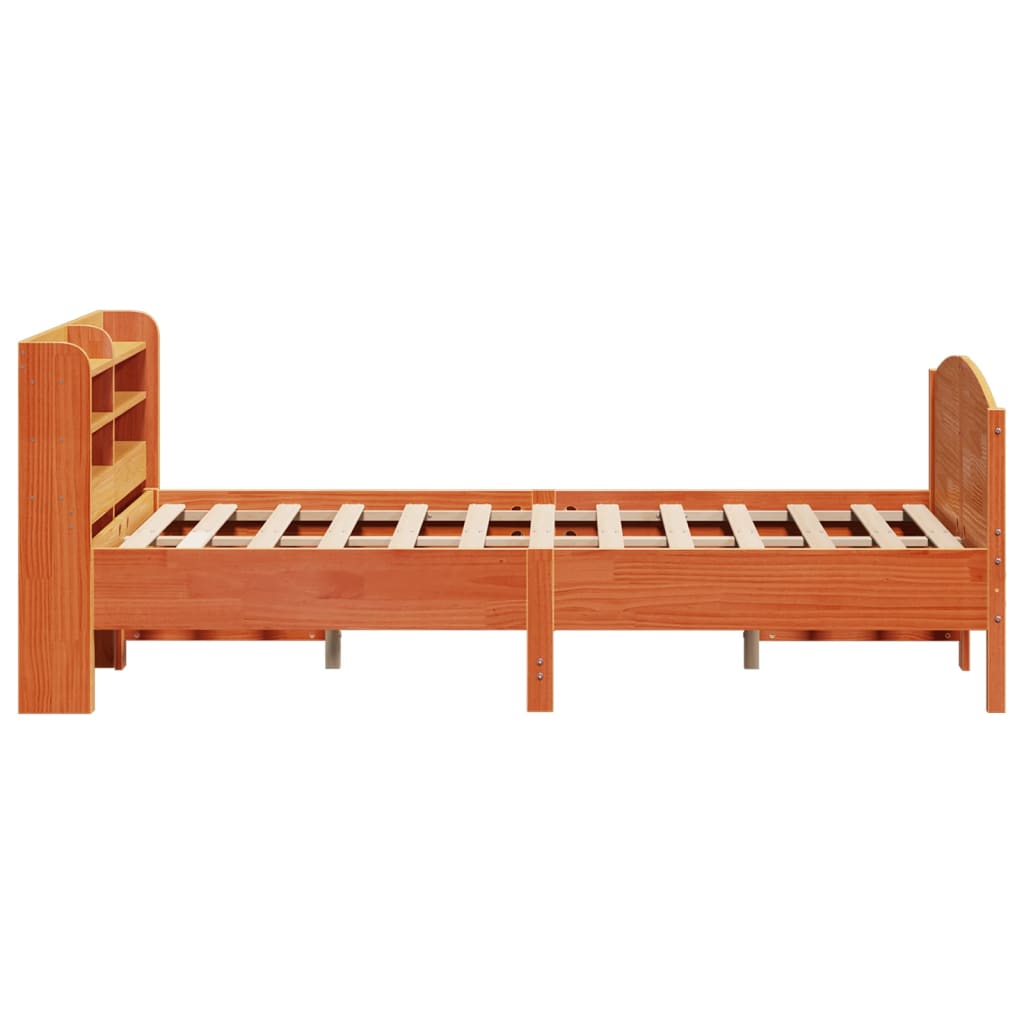 Cadre De Lit Sans Matelas Cire Marron 135X190Cm Bois Pin Massif