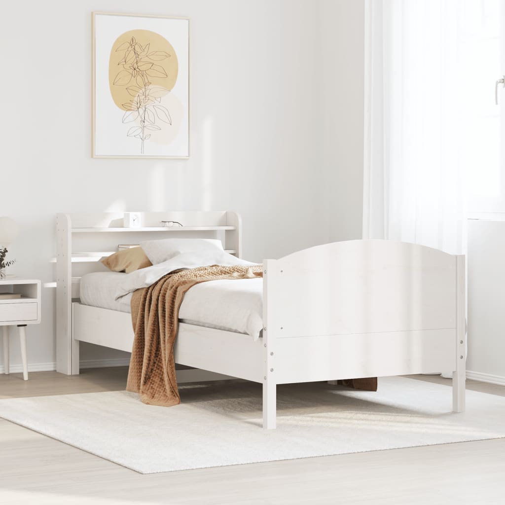 Cadre De Lit Sans Matelas Cire Marron 135X190Cm Bois Pin Massif