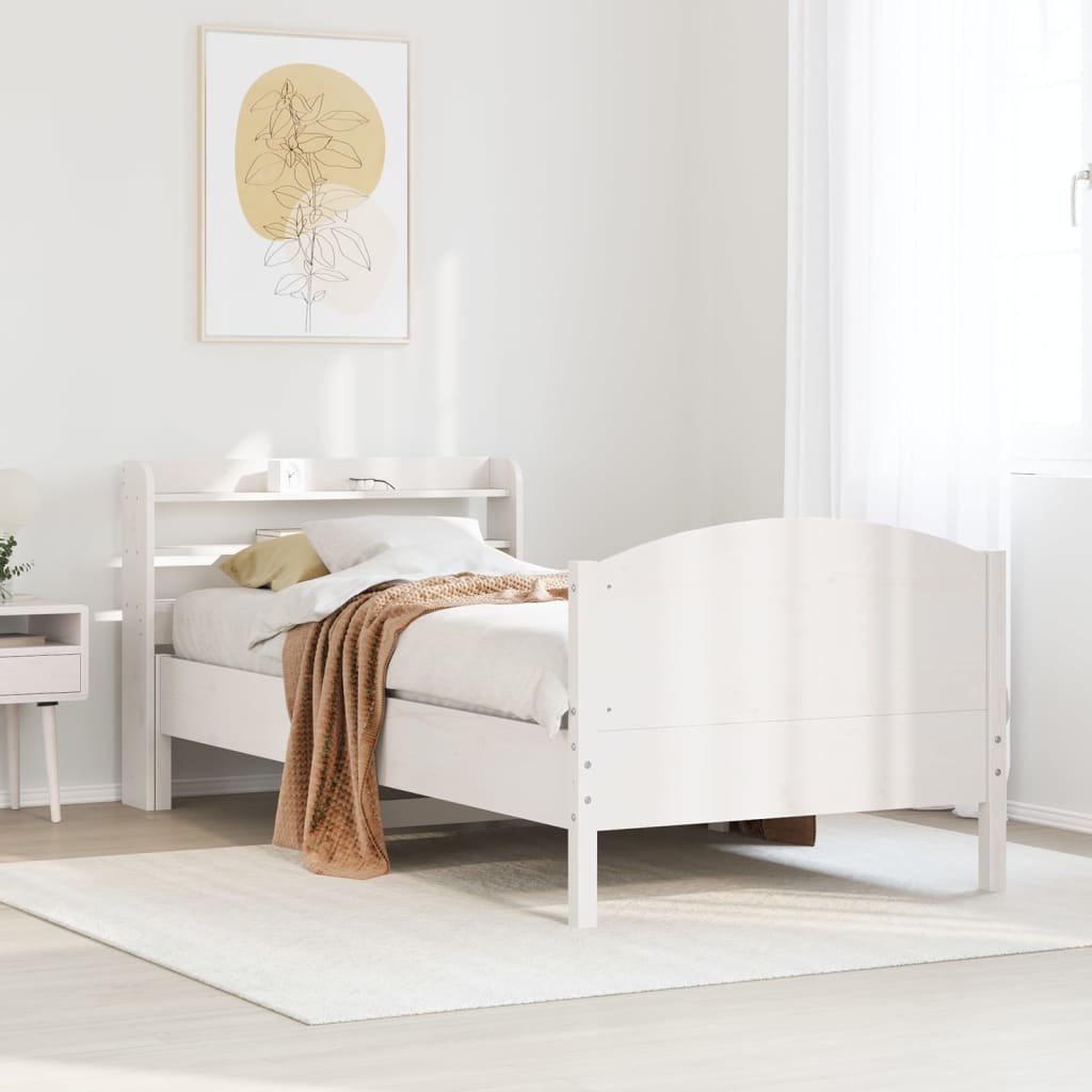 Cadre De Lit Sans Matelas Cire Marron 135X190Cm Bois Pin Massif