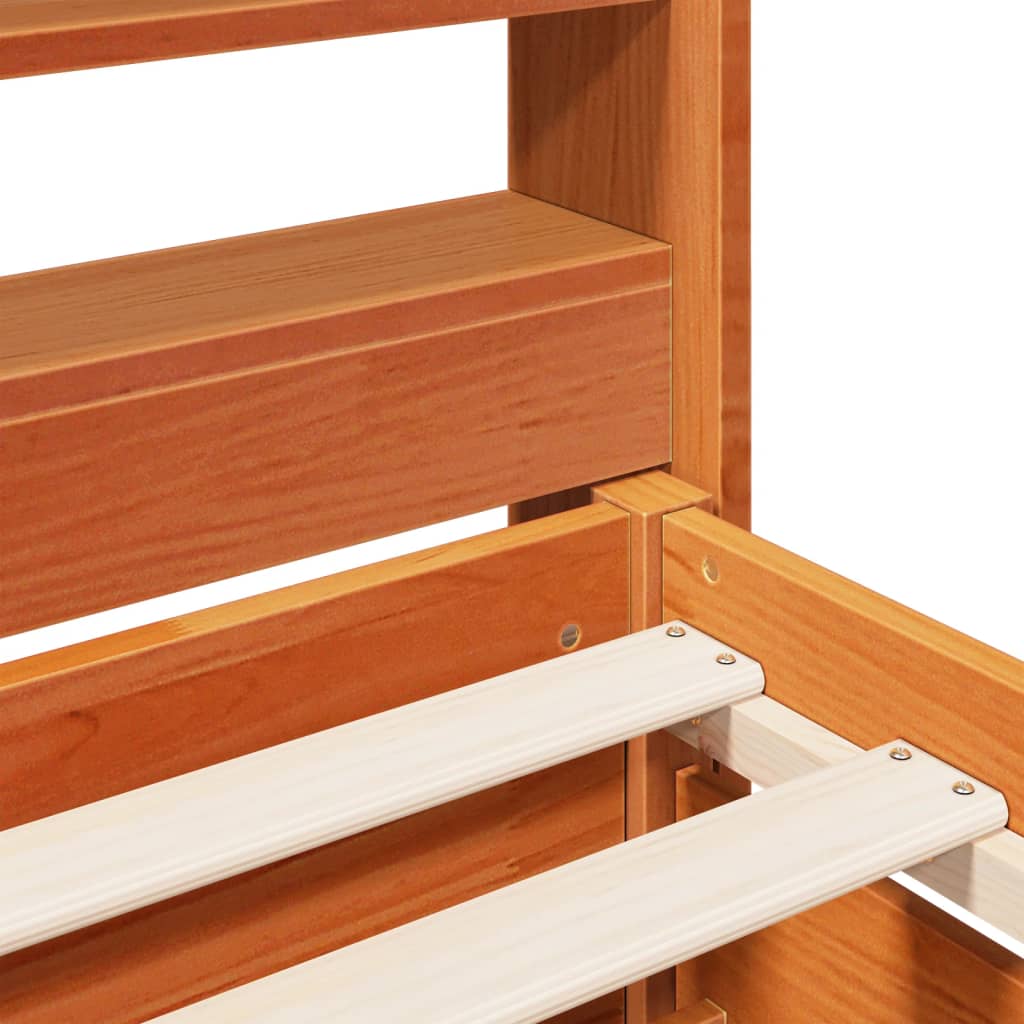 Cadre De Lit Sans Matelas Cire Marron 135X190Cm Bois Pin Massif