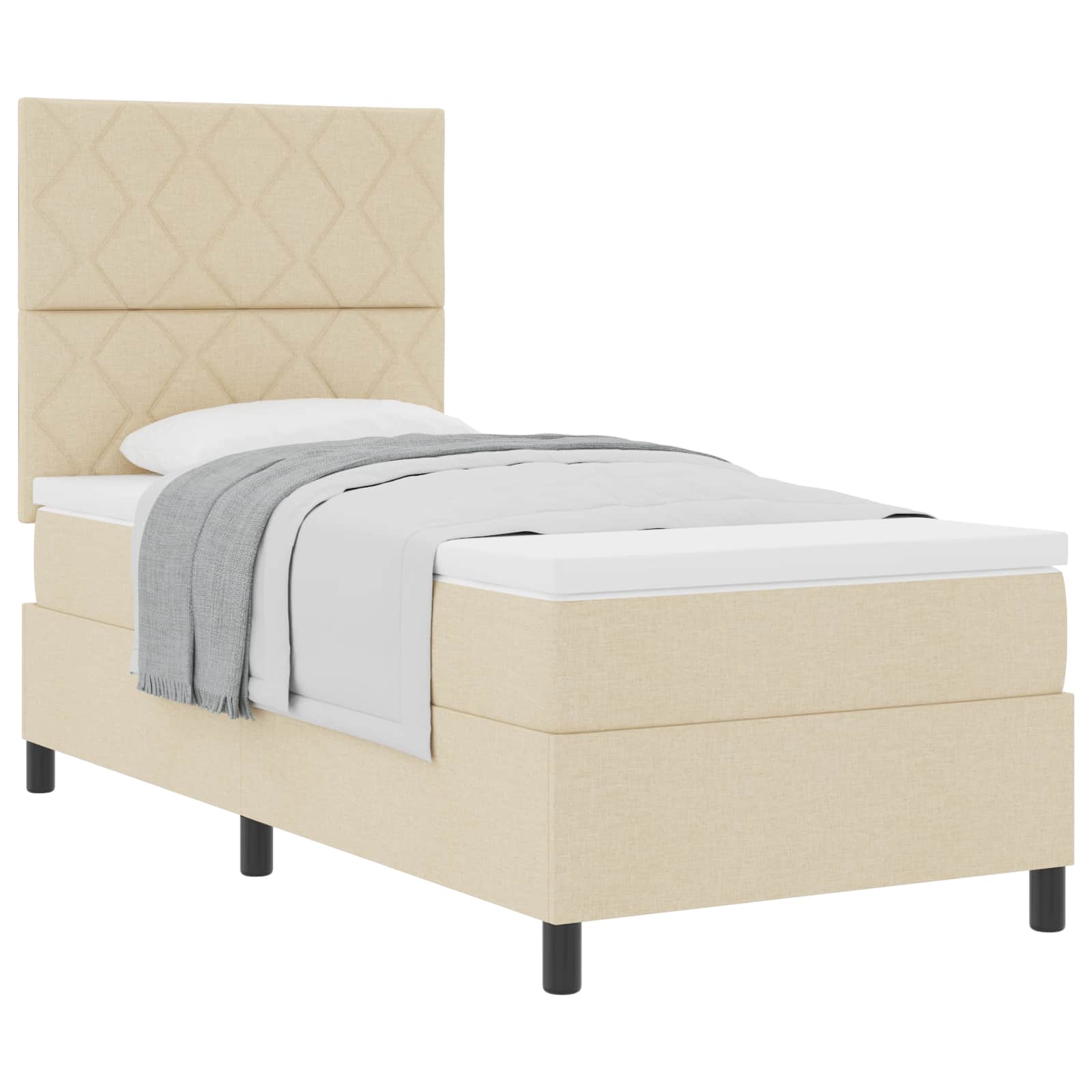 Lit À Ressorts Avec Tête De Lit Tissu