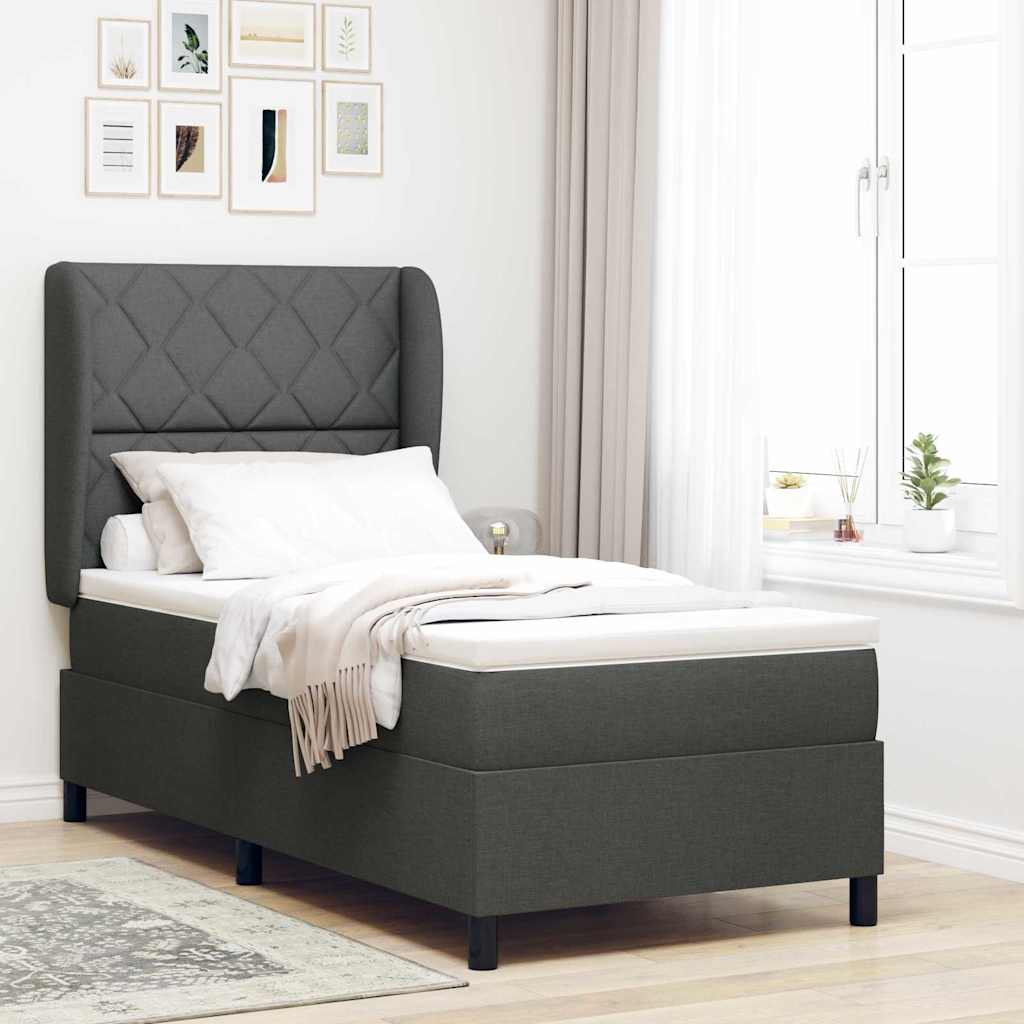 Lit À Ressorts Avec Tête De Lit Tissu