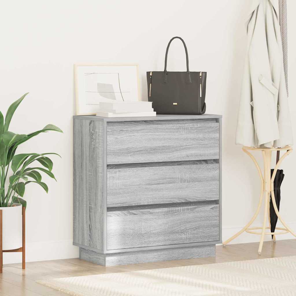 Cabinet De Chevet Gris 71 X 34,5 X 75 Cm Bois D'ingénierie