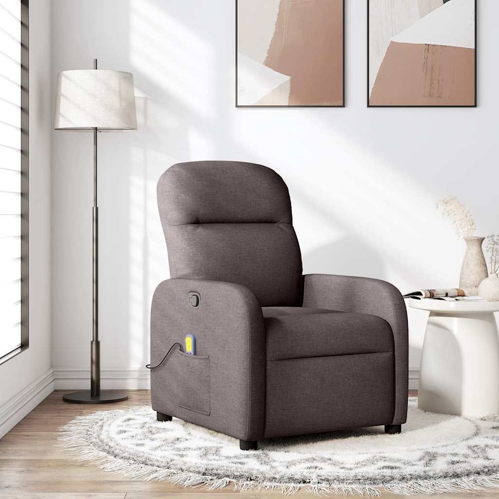 Fauteuil Inclinable Électrique Tissu Marron Foncé