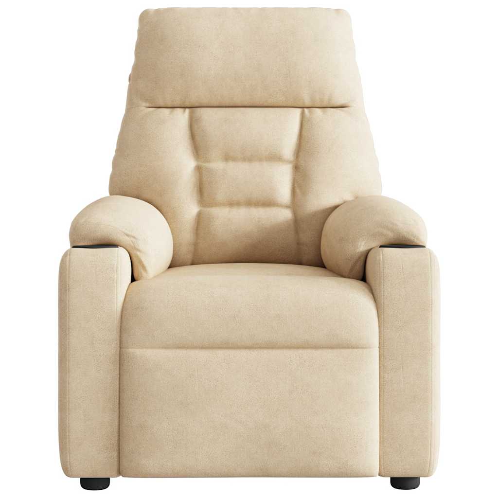 Fauteuil Inclinable De Massage Tissu Microfibre Crème