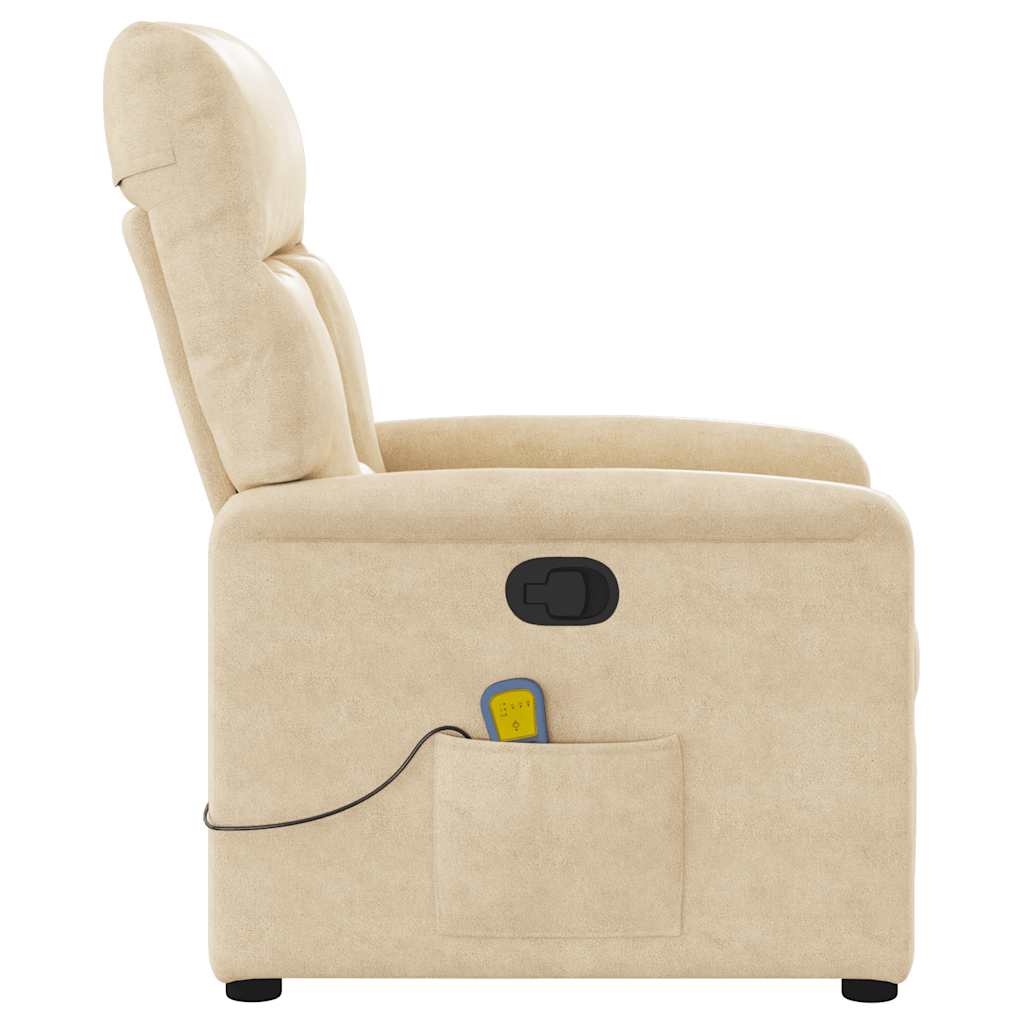 Fauteuil Inclinable De Massage Tissu Microfibre Crème