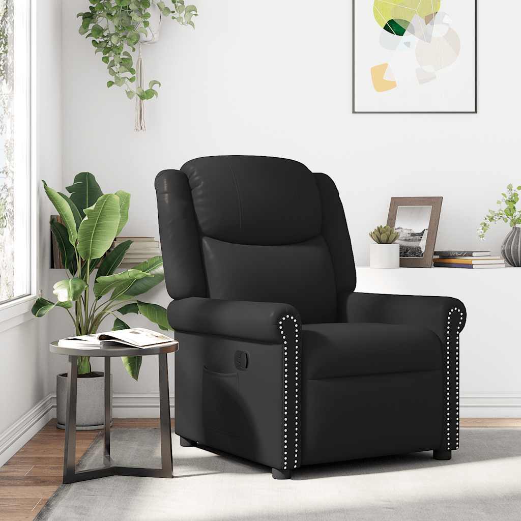 Fauteuil Massage Inclinable Électrique Brillant Similicuir Noir