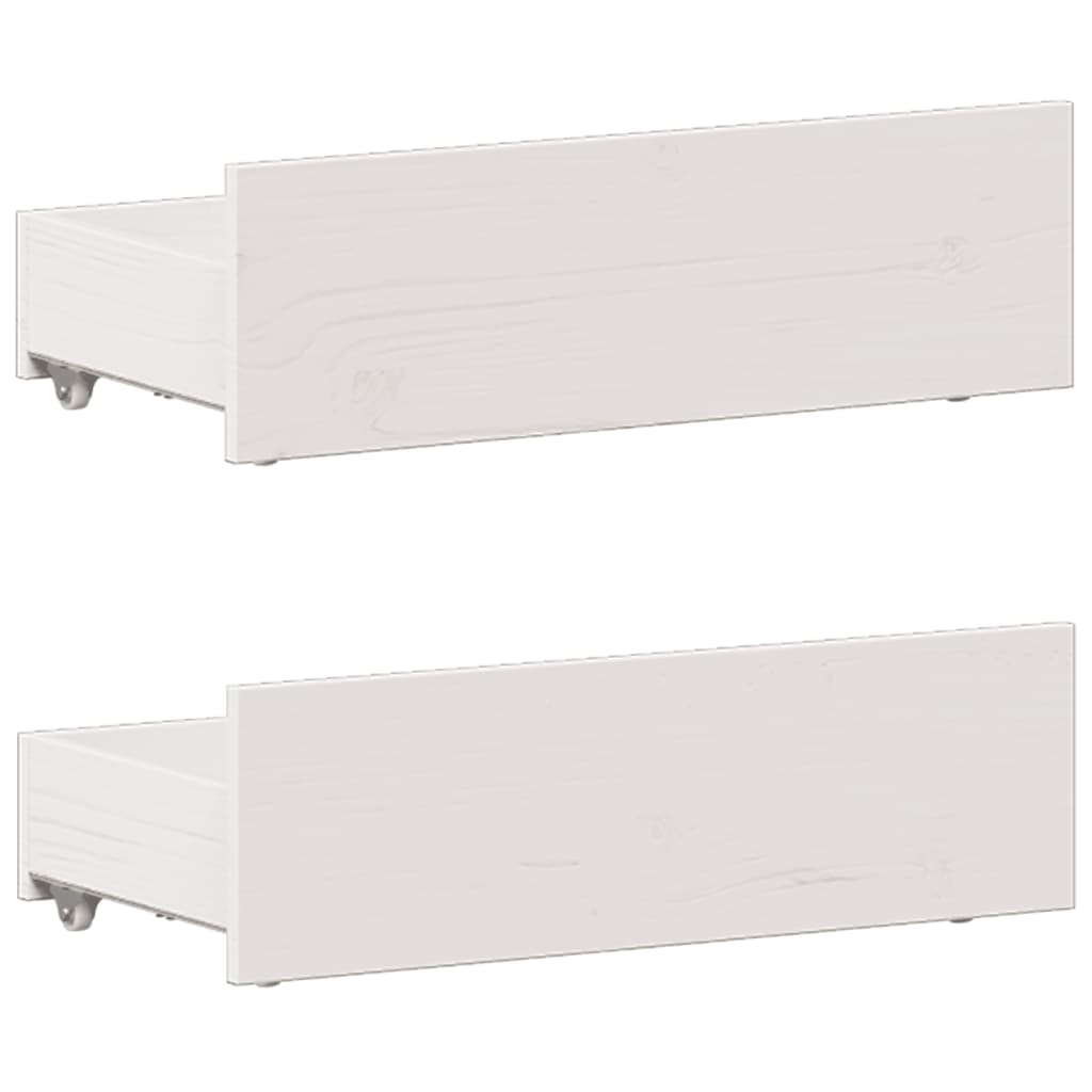 Lit Bibliothèque Sans Matelas Blanc 90X190Cm Bois De Pin Massif