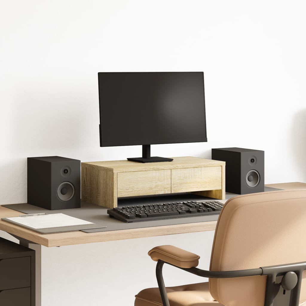 Support De Moniteur Avec Tiroirs Bois D'ingénierie