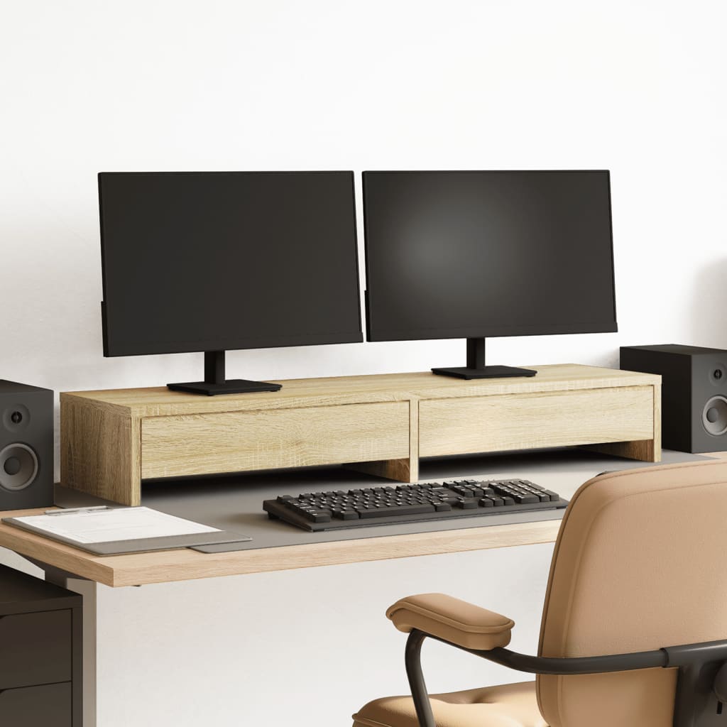 Support De Moniteur Avec Tiroirs Bois D'ingénierie