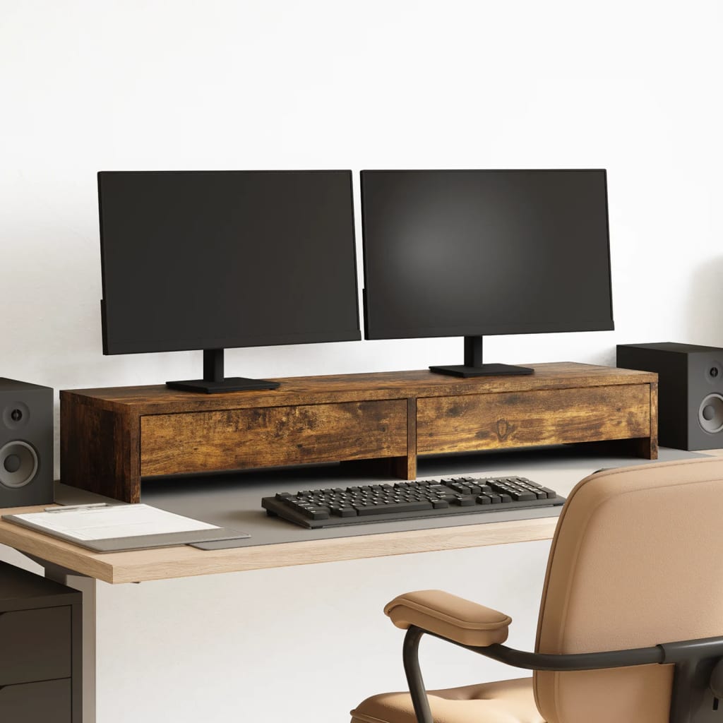 Support De Moniteur Avec Tiroirs Bois D'ingénierie
