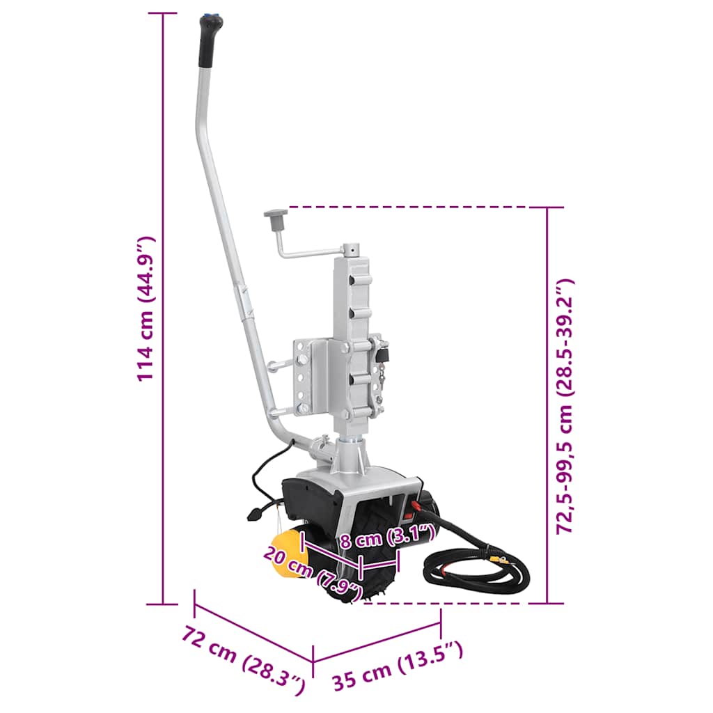 Roue De Cric De Remorque 12 V 550 W En Aluminium