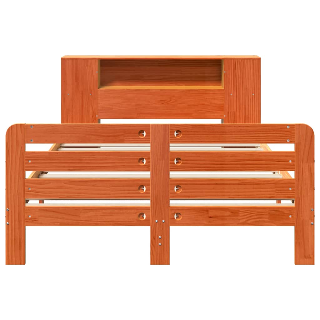 Cadre De Lit Sans Matelas Cire Marron 140X200Cm Bois Pin Massif
