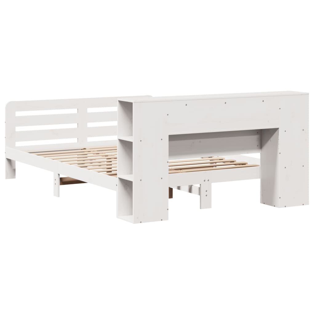 Cadre De Lit Sans Matelas Blanc 150X200 Cm Bois De Pin Massif