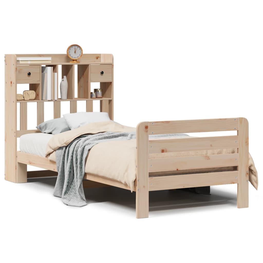 Lit Bibliothèque Sans Matelas 90X200 Cm Bois De Pin Massif
