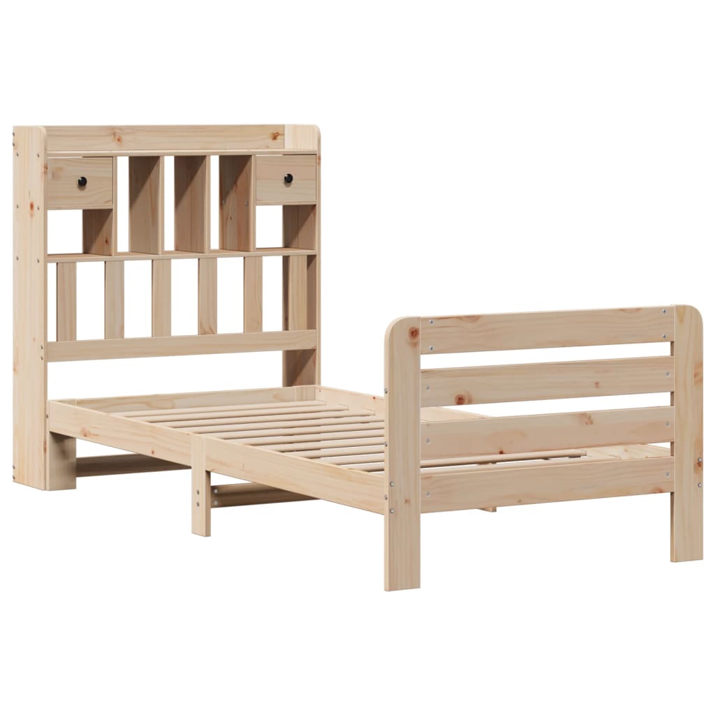 Lit Bibliothèque Sans Matelas 90X200 Cm Bois De Pin Massif