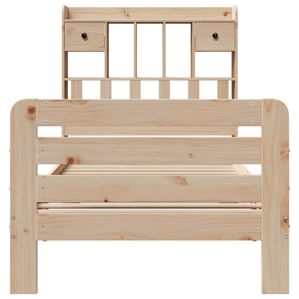 Lit Bibliothèque Sans Matelas 90X200 Cm Bois De Pin Massif
