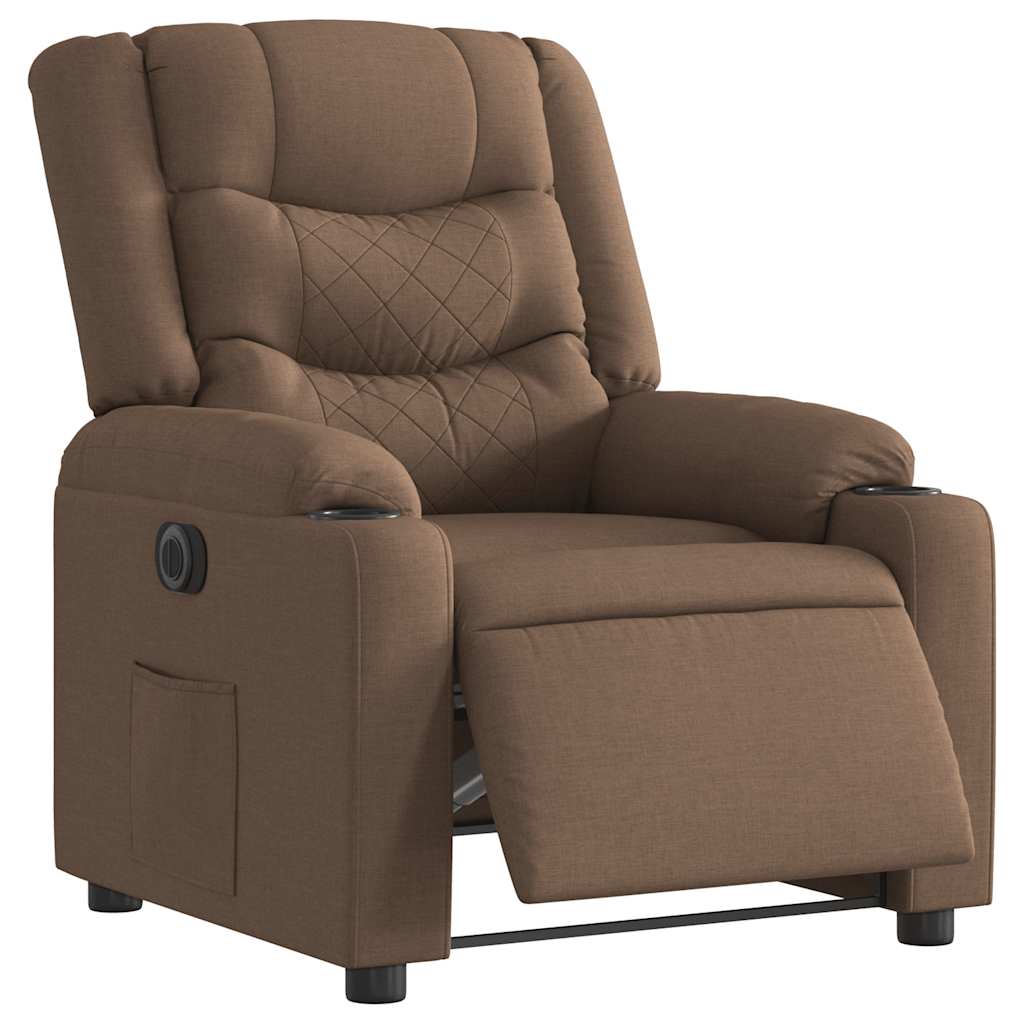 Fauteuil Inclinable Électrique Tissu Marron