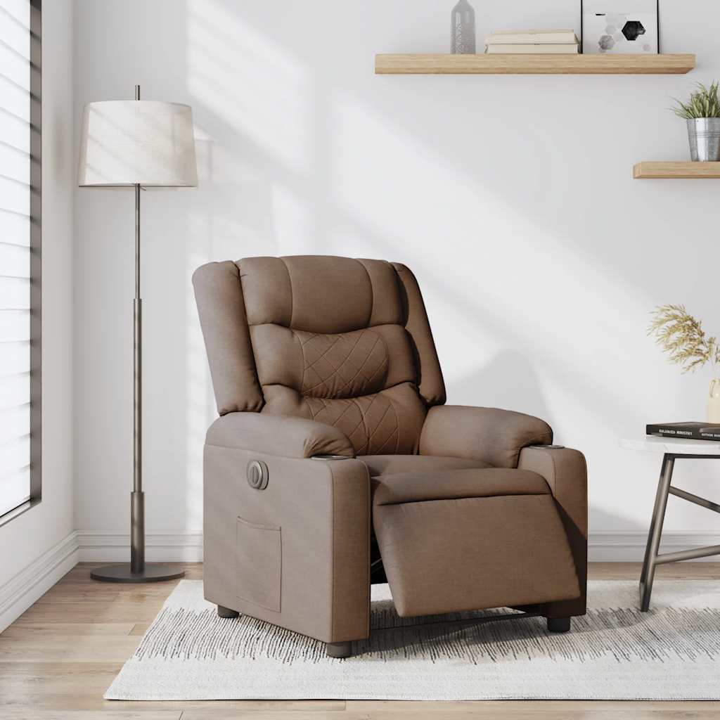 Fauteuil Inclinable Électrique Tissu Marron