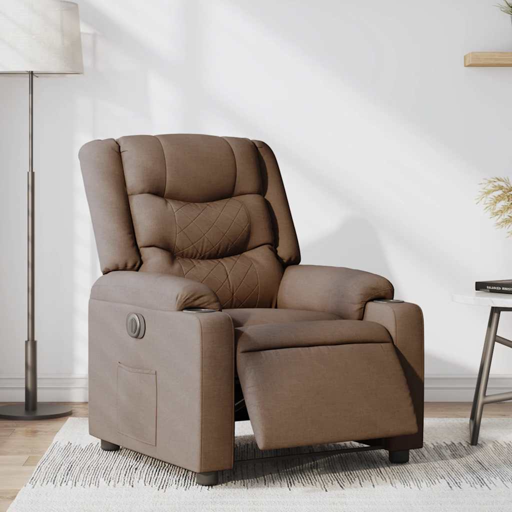 Fauteuil Inclinable Électrique Tissu Marron