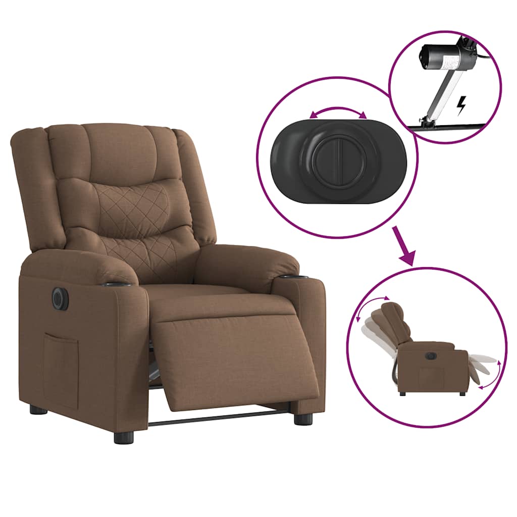Fauteuil Inclinable Électrique Tissu Marron