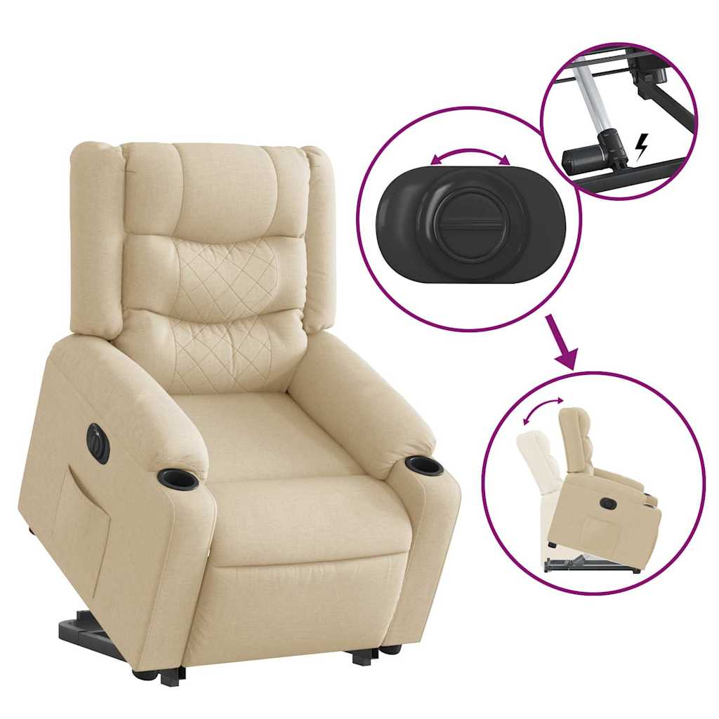Fauteuil Inclinable Électrique Tissu Crème