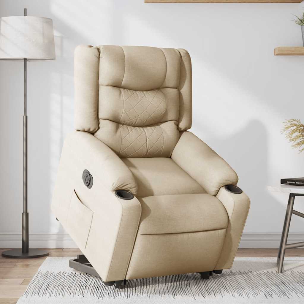 Fauteuil Inclinable Électrique Tissu Crème
