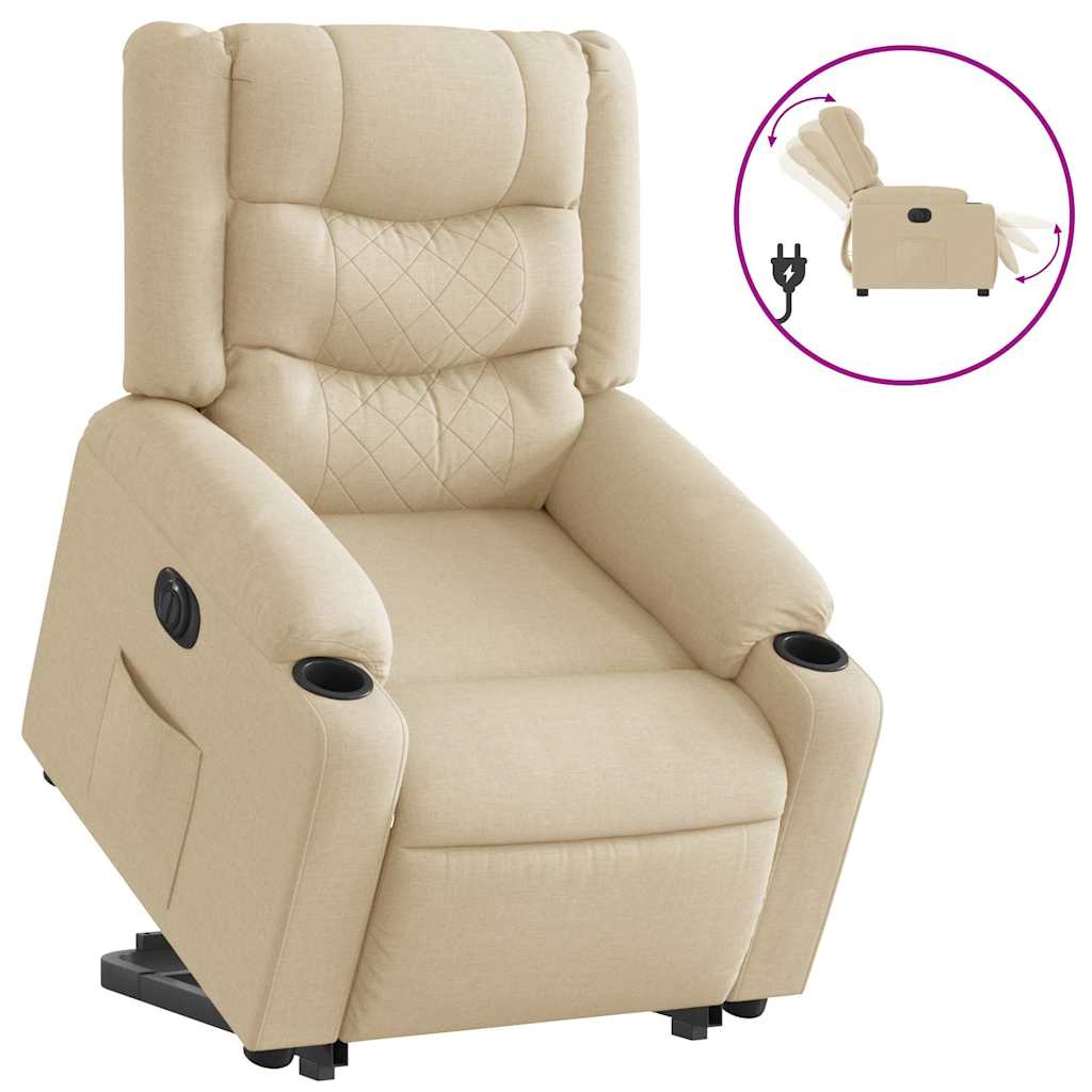 Fauteuil Inclinable Électrique Tissu Crème