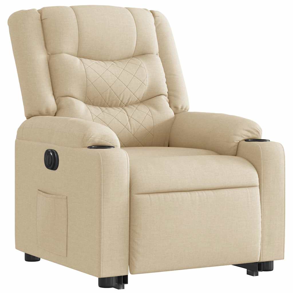 Fauteuil Inclinable Électrique Tissu Crème
