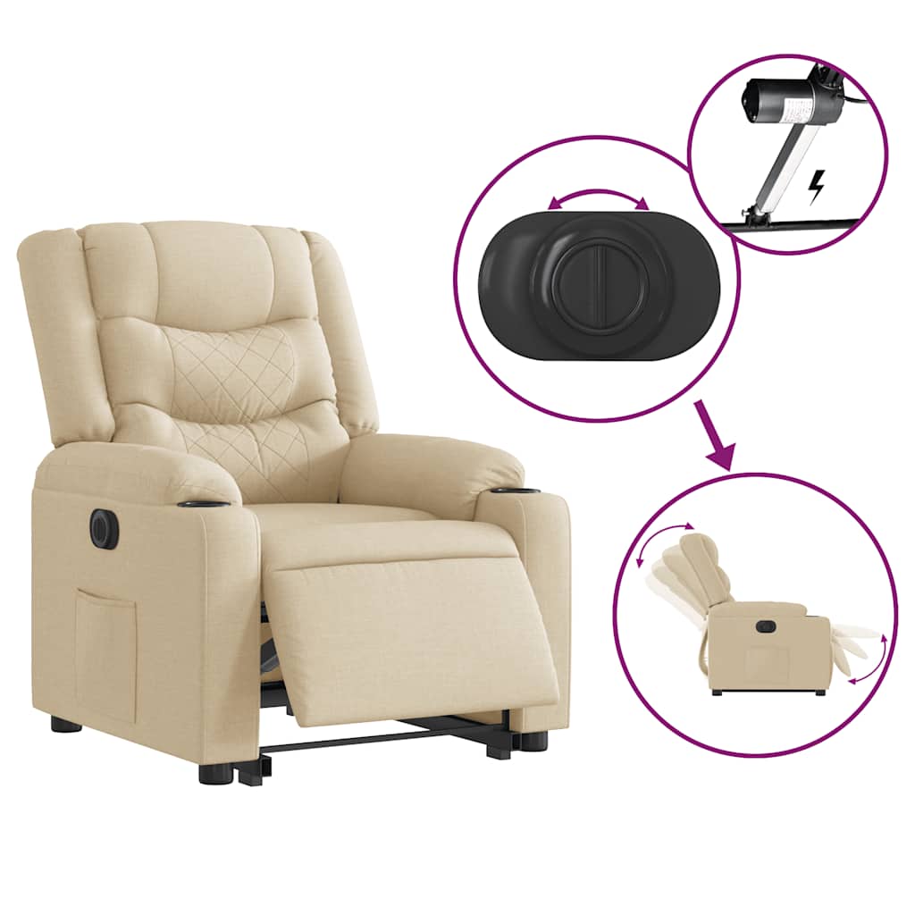 Fauteuil Inclinable Électrique Tissu Crème