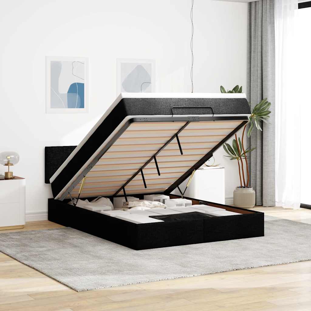 Lit Coffre Avec Matelas Et Led Tissu