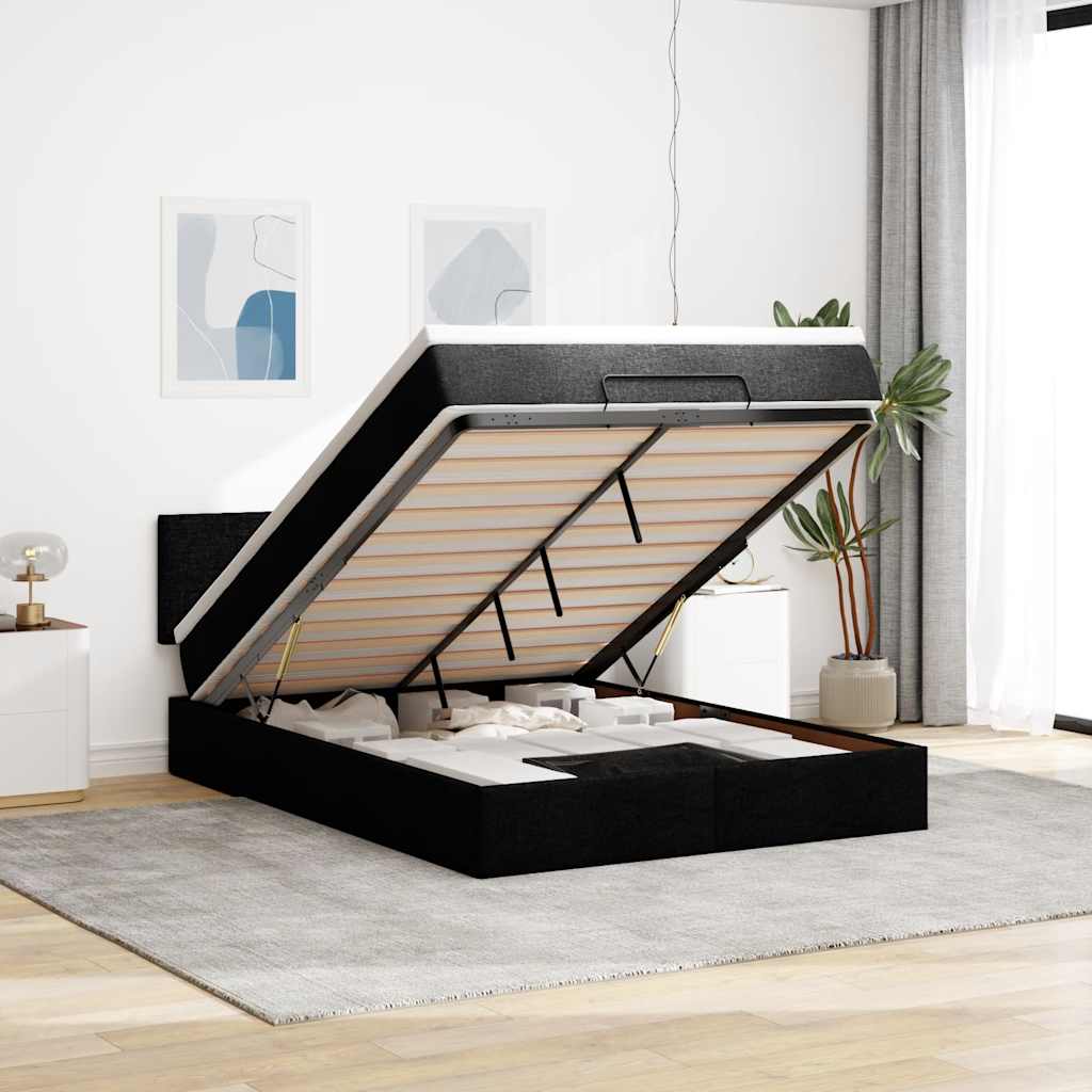 Lit Coffre Avec Matelas Et Led Tissu