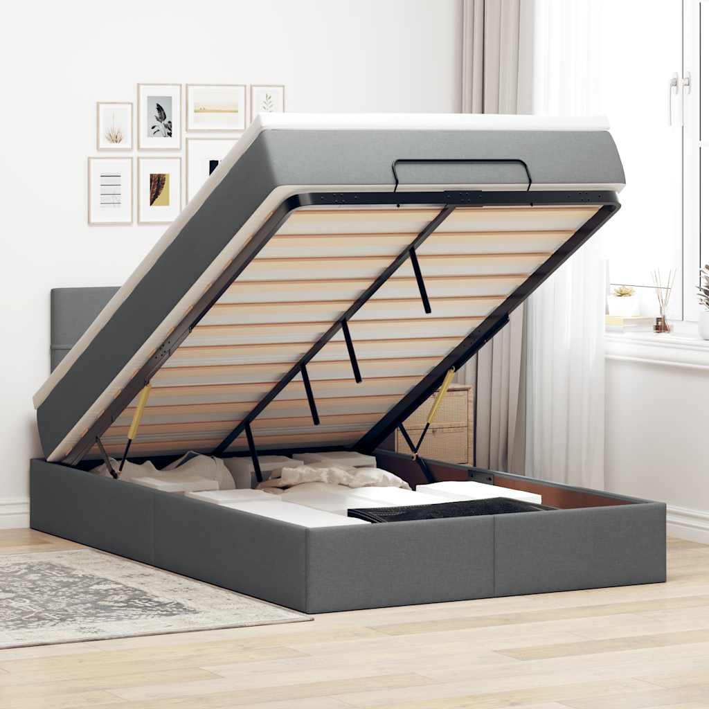 Lit Coffre Avec Matelas Et Led Tissu
