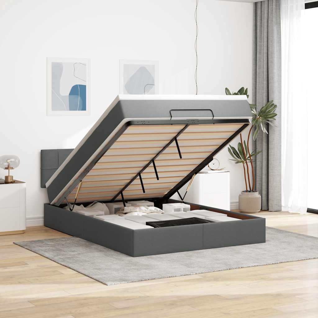 Lit Coffre Avec Matelas Et Led Tissu