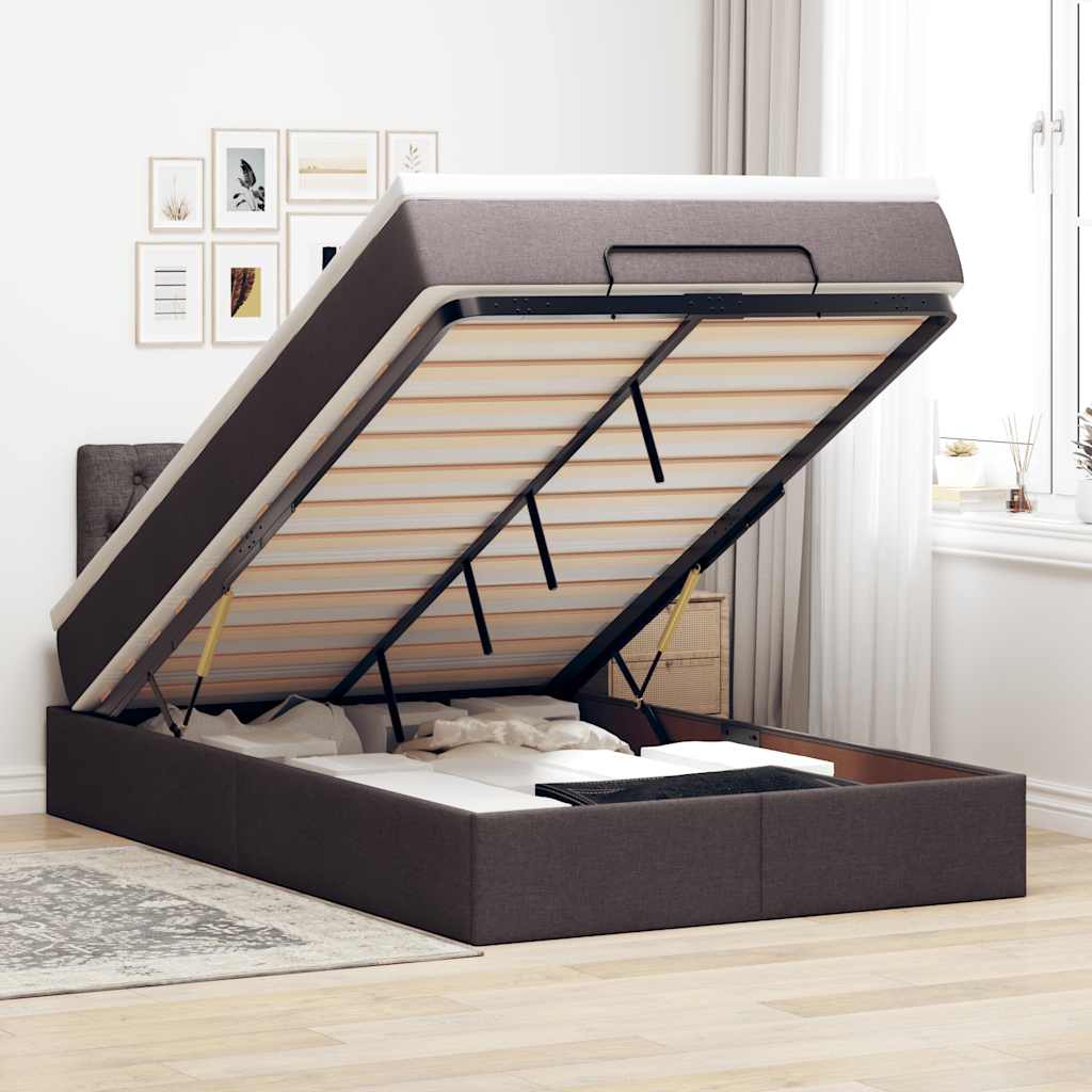 Lit Coffre Avec Matelas Et Led Tissu