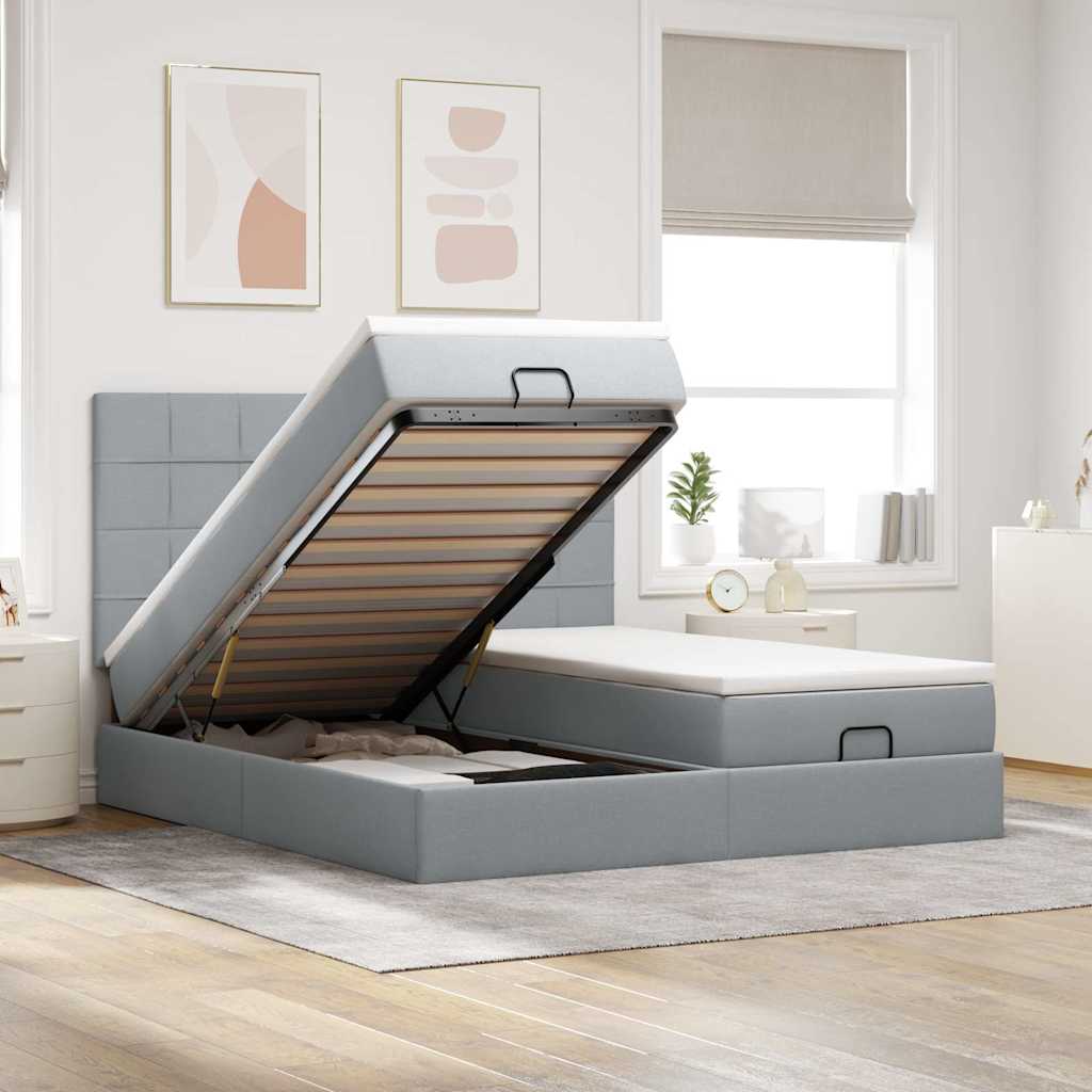 Cadre De Lit Ottoman Avec Matelas 200X200Cm Tissu