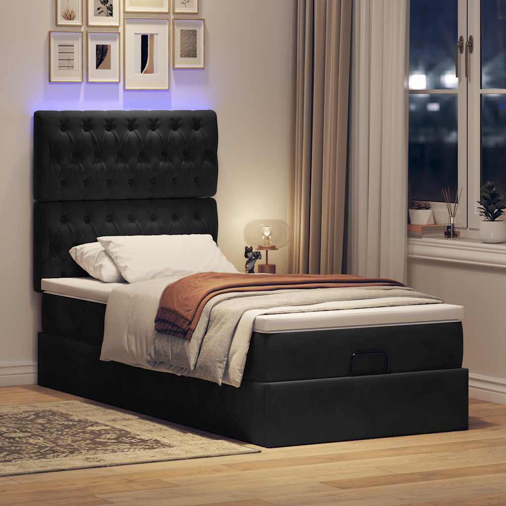 Lit Coffre Avec Matelas Et Led Velours