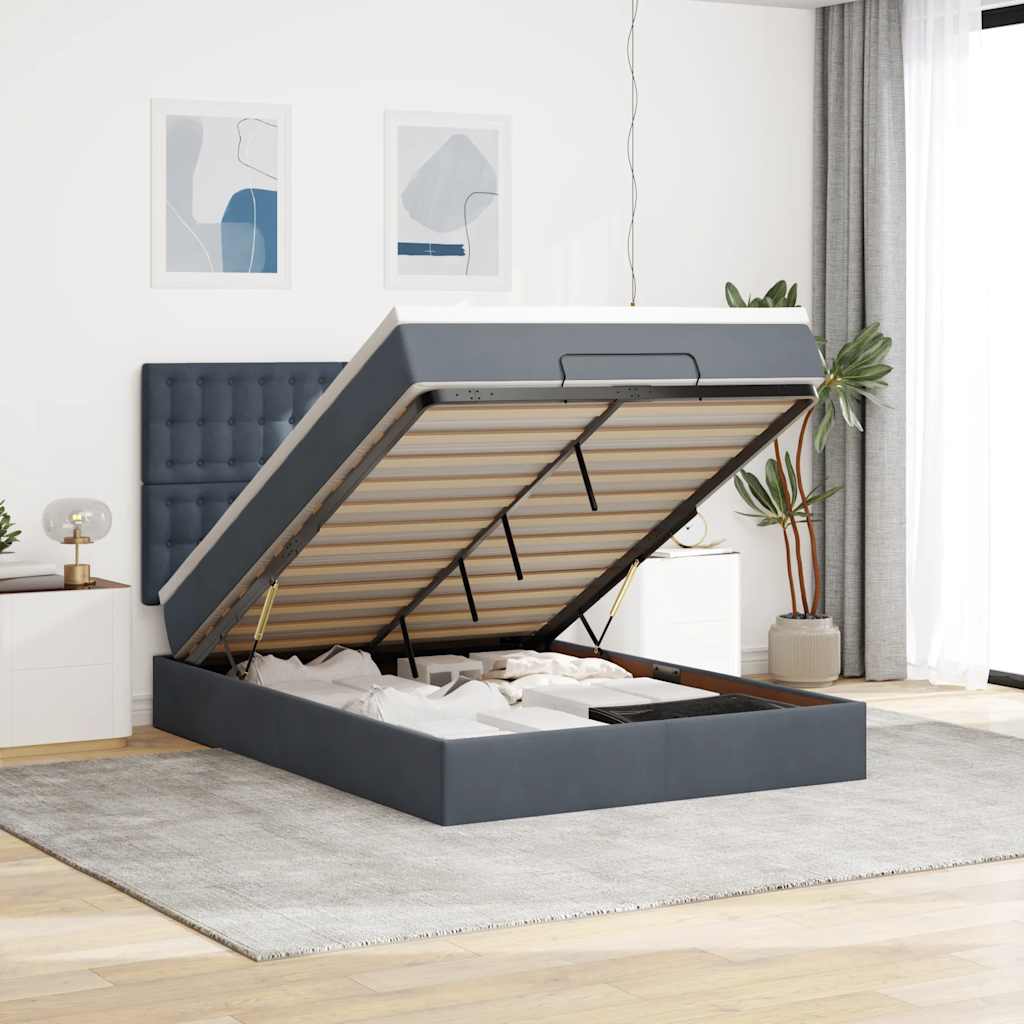 Lit Coffre Avec Matelas Et Led Velours