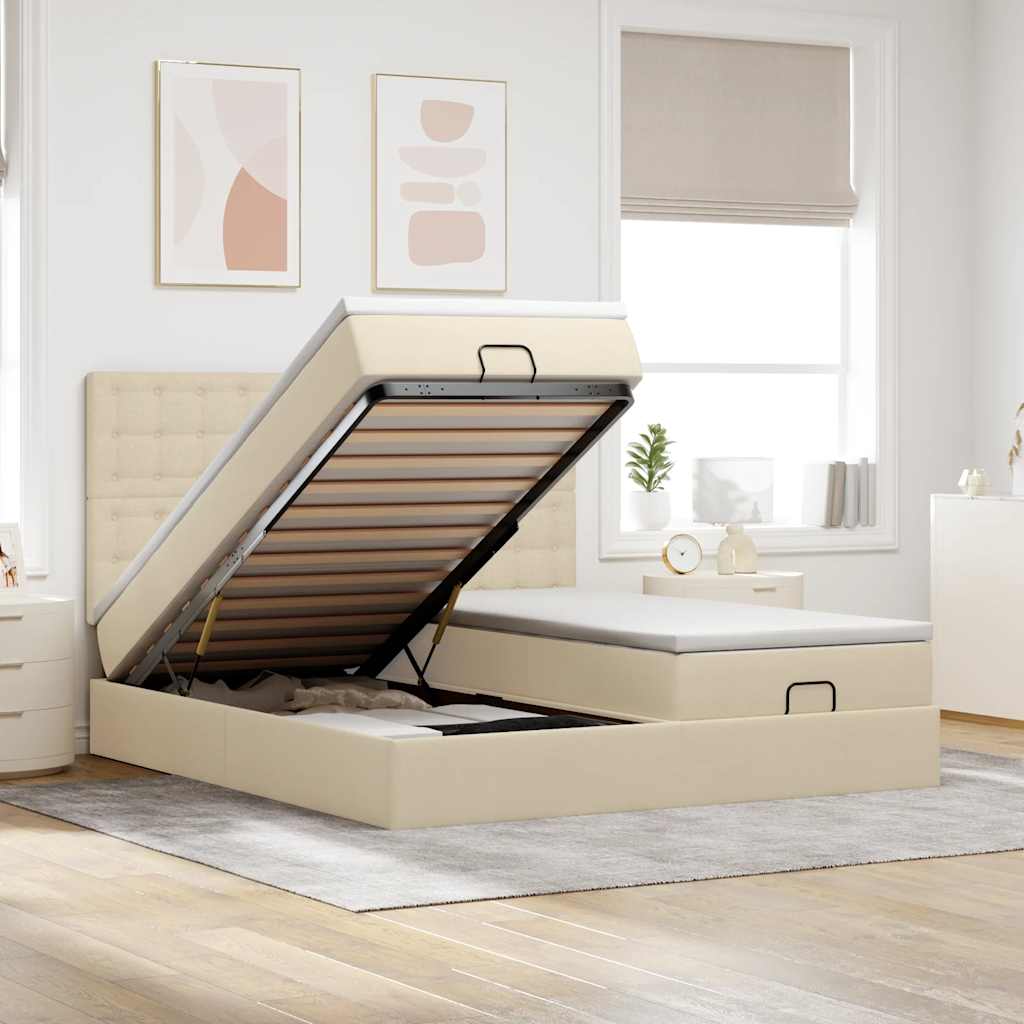 Cadre De Lit Ottoman Avec Matelas 200X200Cm Tissu