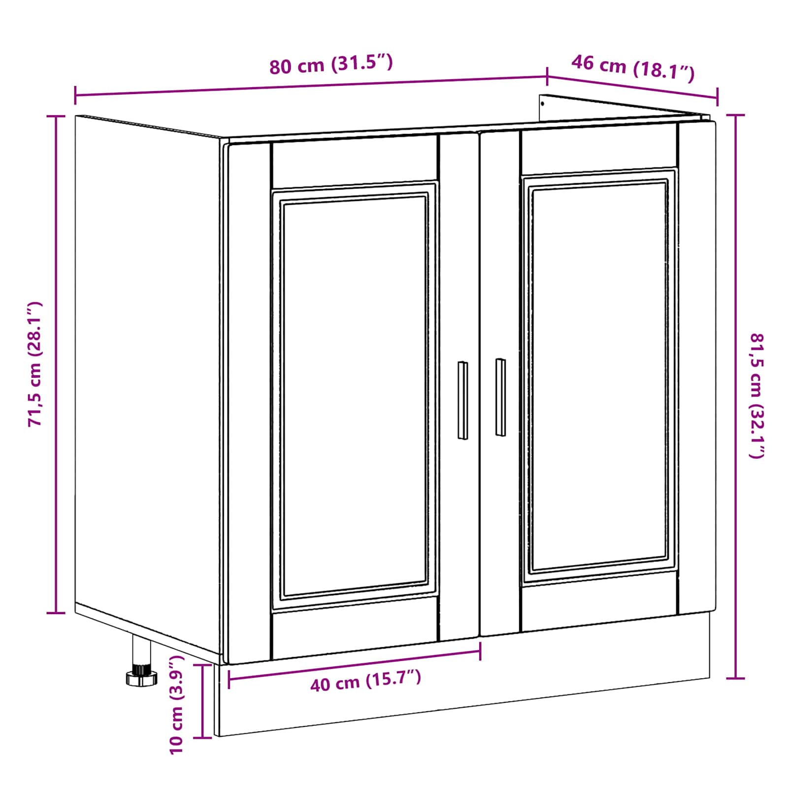Meuble Sous Évier Porto 2 Pièces 80 X 46 X 81,5 Cm