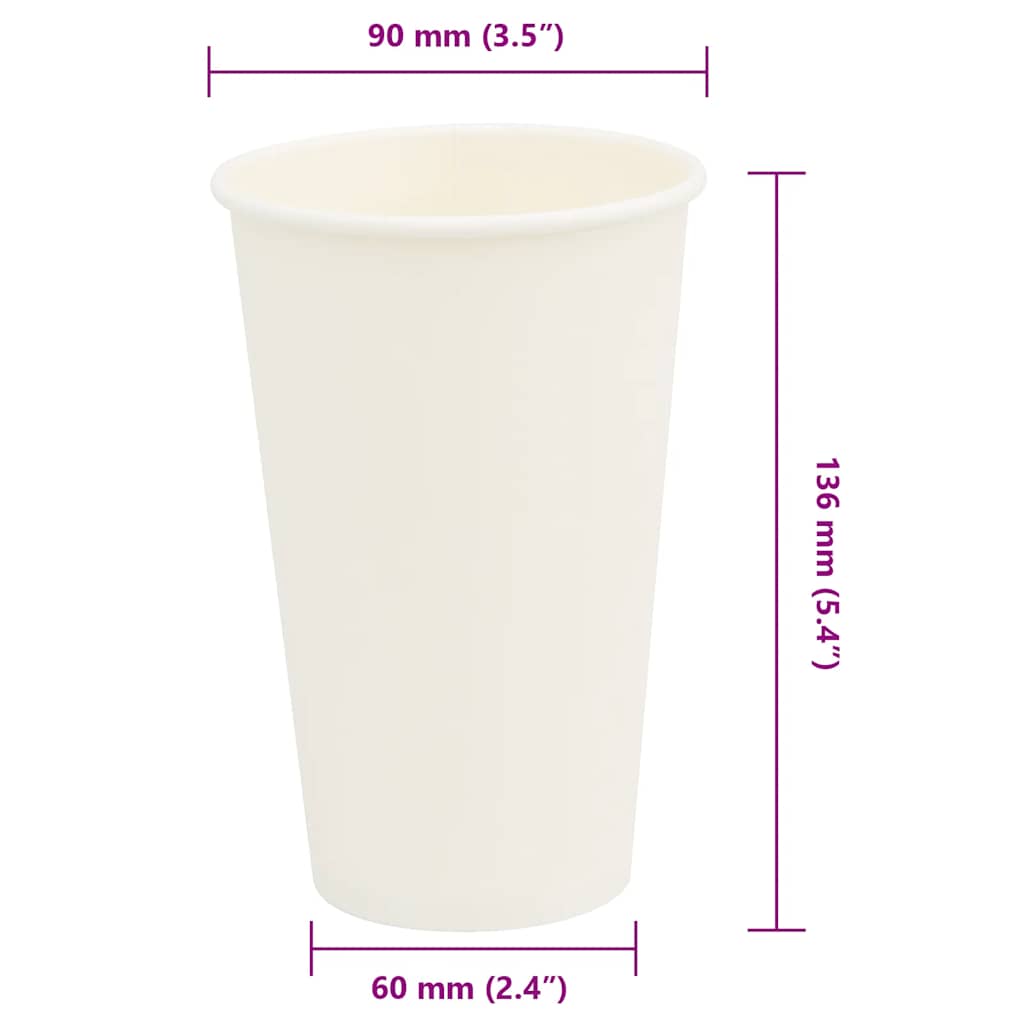 Tasses À Café En Papier 1000 Pcs 16Oz 400Ml Blanc