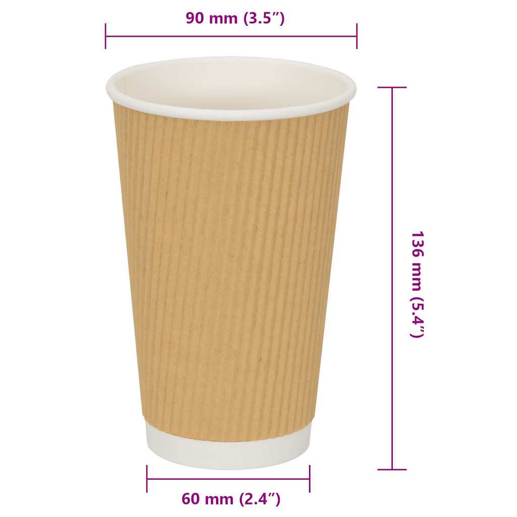 Tasses À Café En Papier 500 Pcs 16Oz 400Ml Marron
