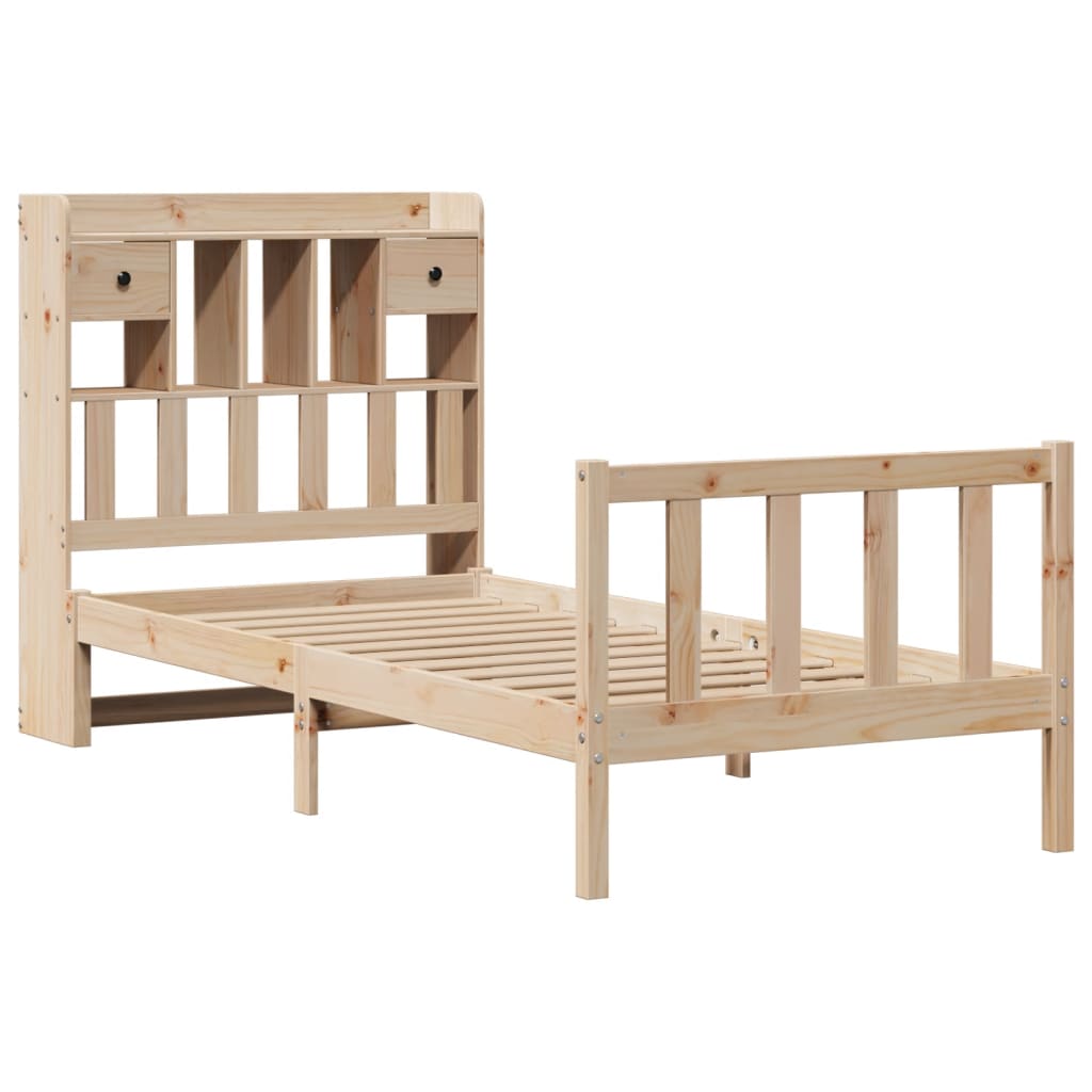 Lit Bibliothèque Sans Matelas 90X190 Cm Bois De Pin Massif