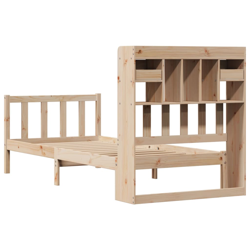 Lit Bibliothèque Sans Matelas 90X190 Cm Bois De Pin Massif