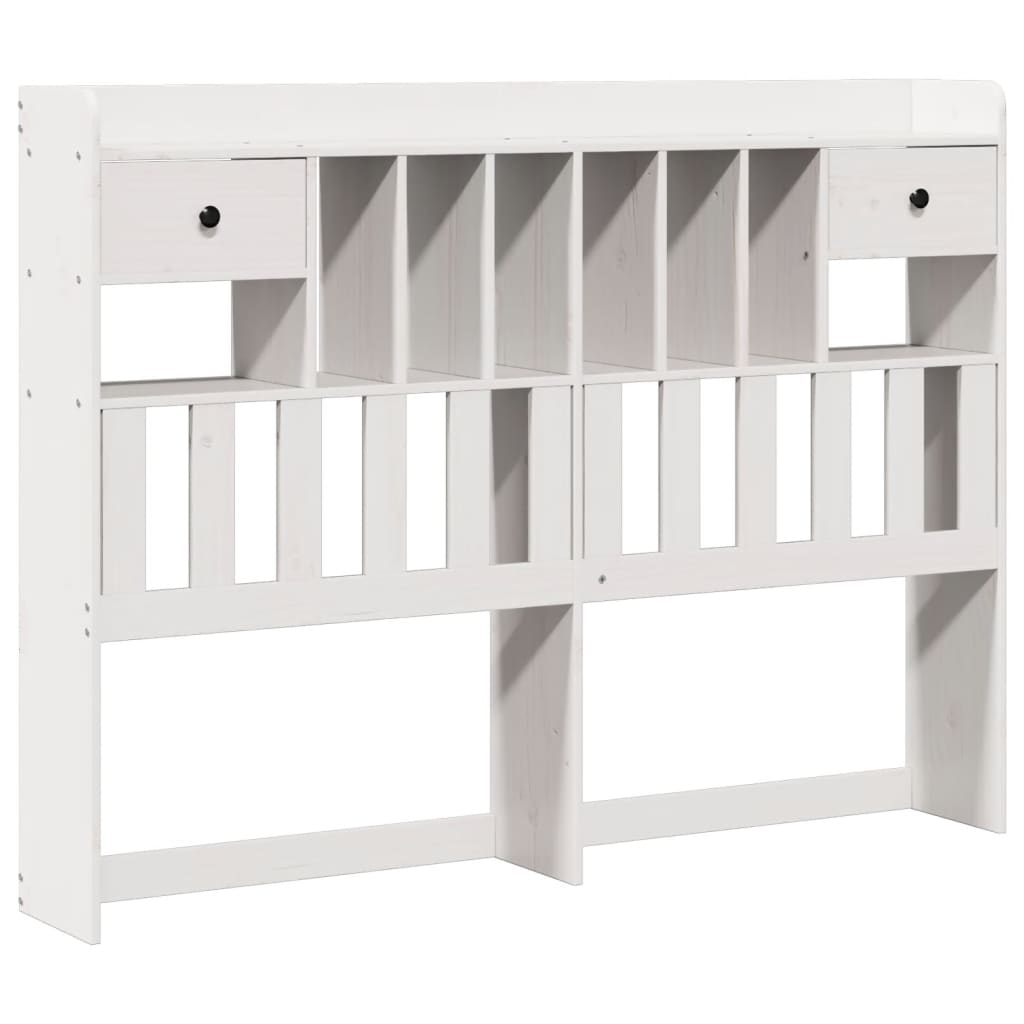 Lit Bibliothèque Sans Matelas Blanc 160X200 Cm Bois Pin Massif