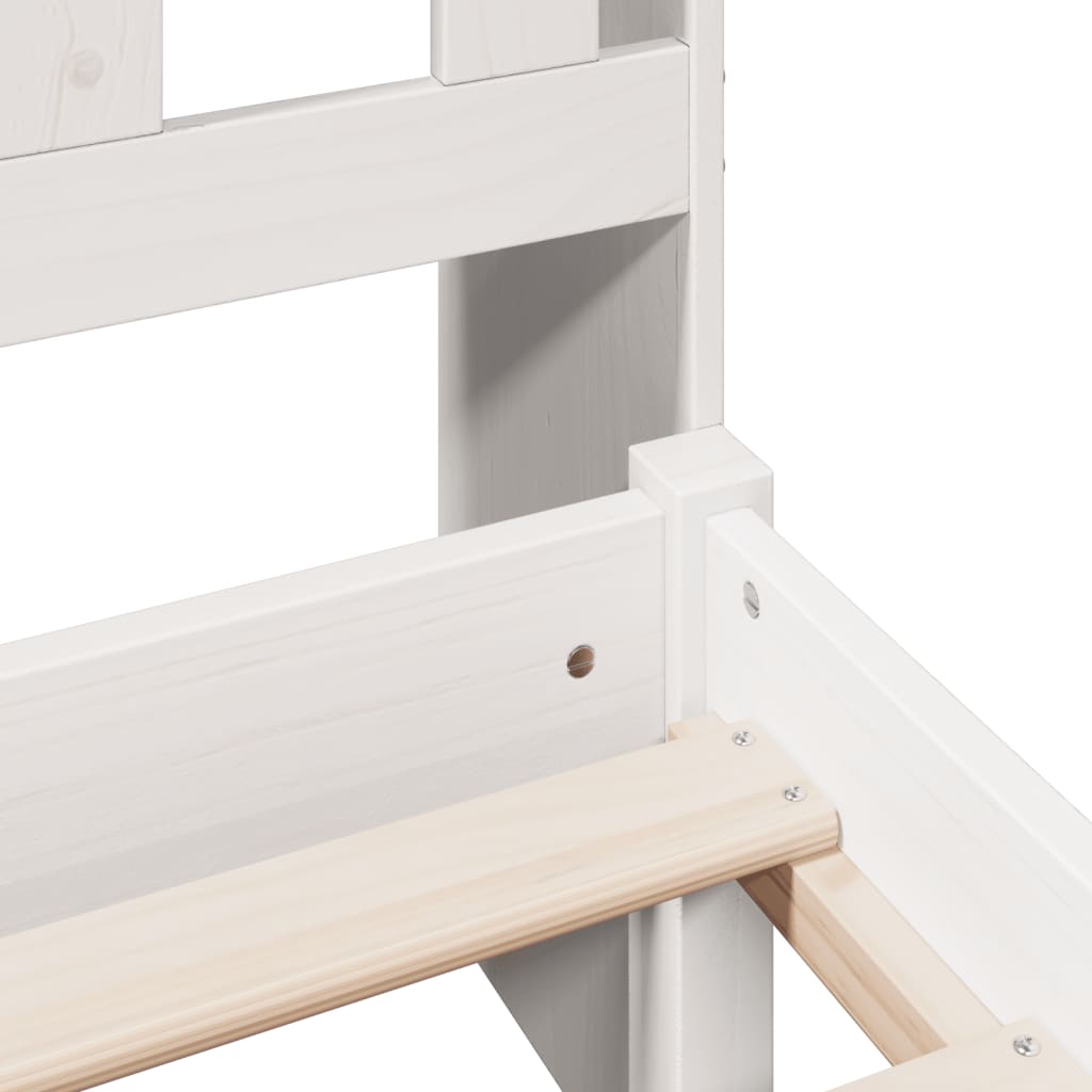 Lit Bibliothèque Sans Matelas Blanc 160X200 Cm Bois Pin Massif