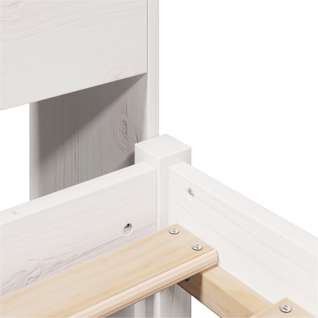 Lit Bibliothèque Sans Matelas Blanc 75X190Cm Bois De Pin Massif