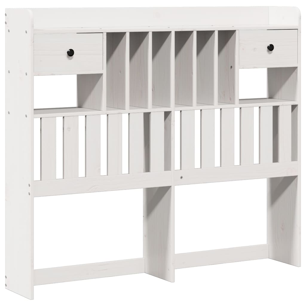 Lit Bibliothèque Sans Matelas Blanc 135X190 Cm Bois Pin Massif